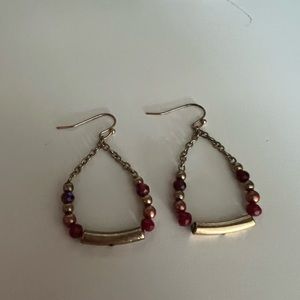 Chicos red brown beaded drop earrings